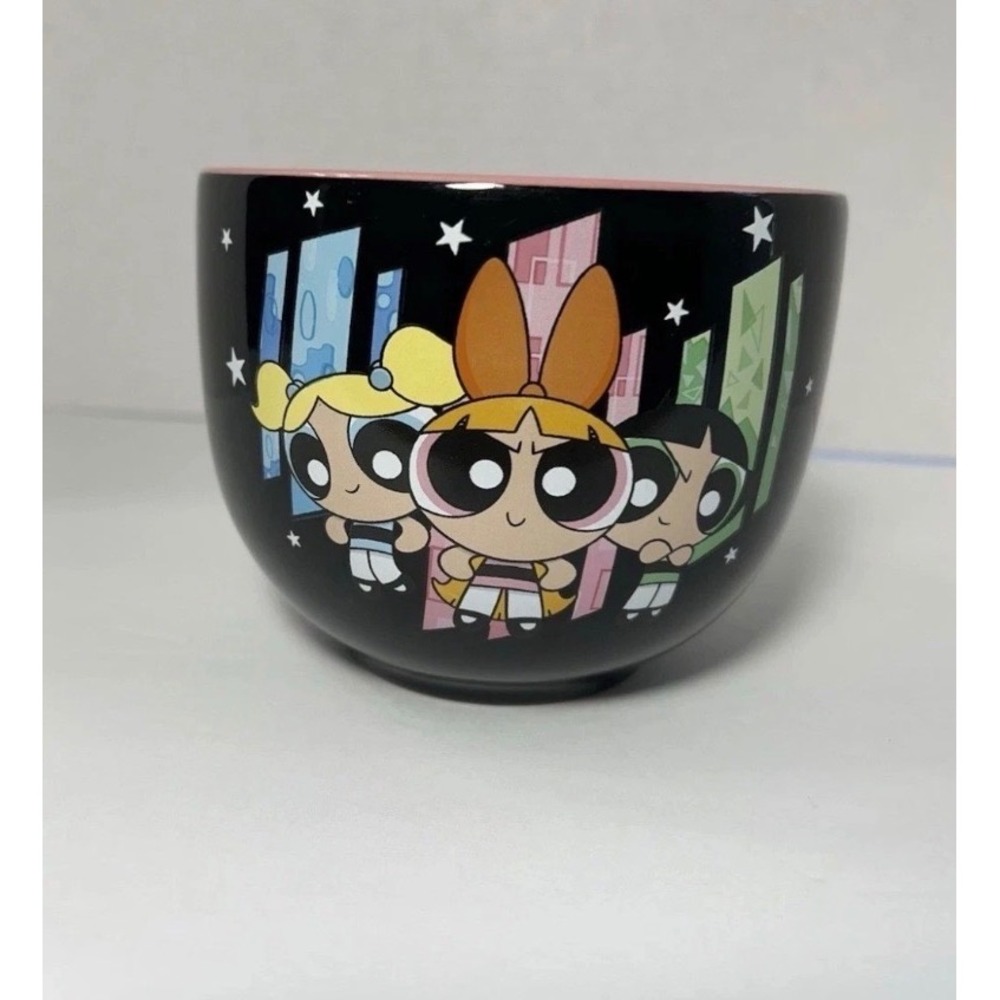 Silver Buffalo Powerpuff Girls Ramen Bowl 20oz Black Pink Ceramic